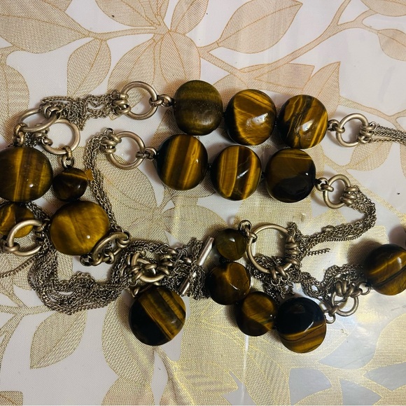 Vintage Kenneth Cole Belt / Necklace -tiger Eyes Gemstones - Adjustable - Picture 7 of 8